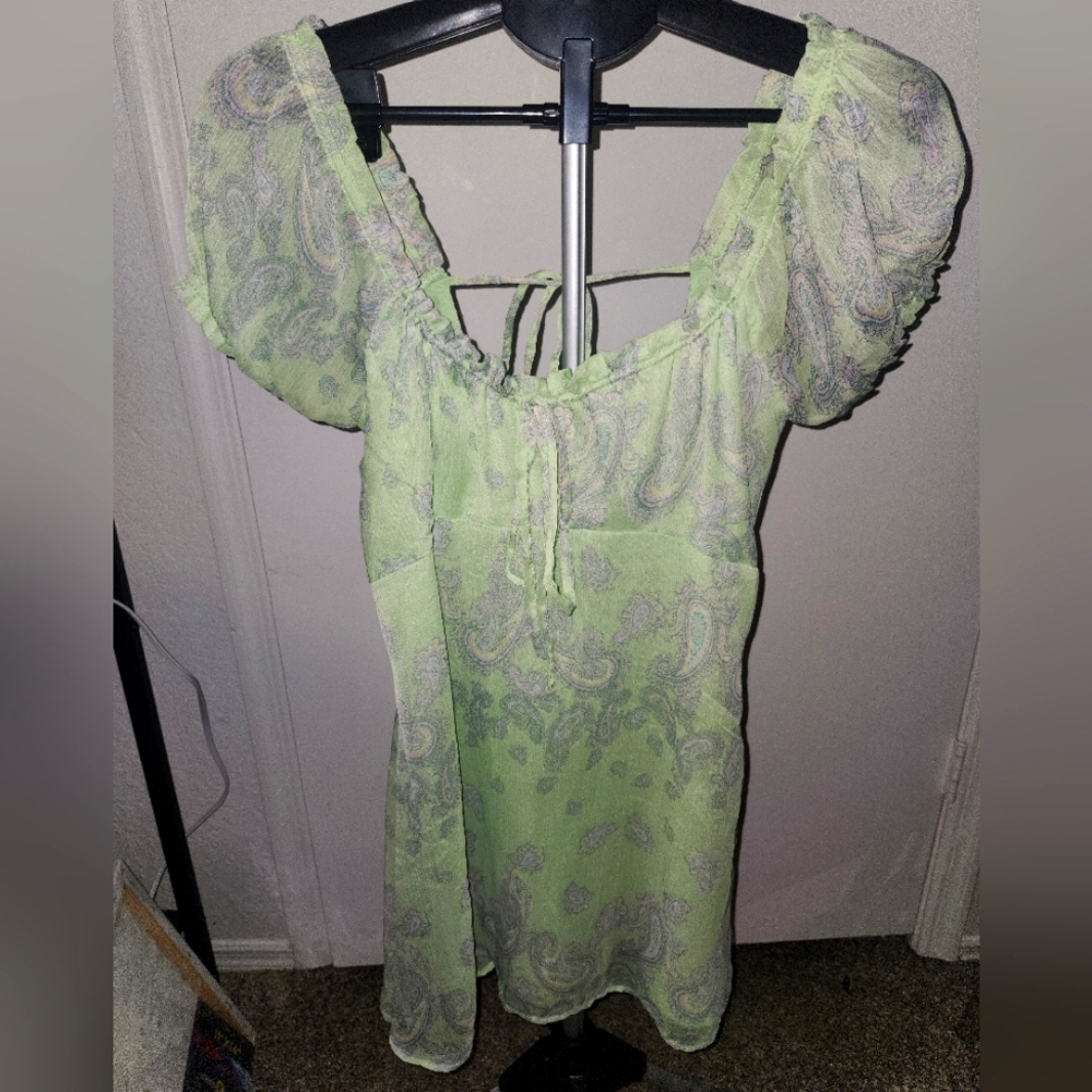 Urban Outfitters Light Green Paisley Blouse
